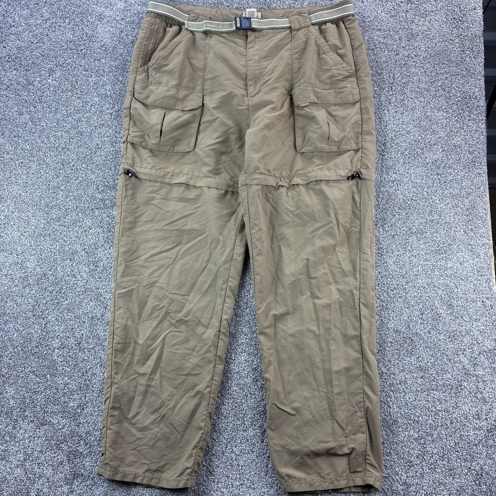 Vintage L.L.Bean Convertible Cargo Pants Mens XL Tall Brown Hiking Nylon Outdoor